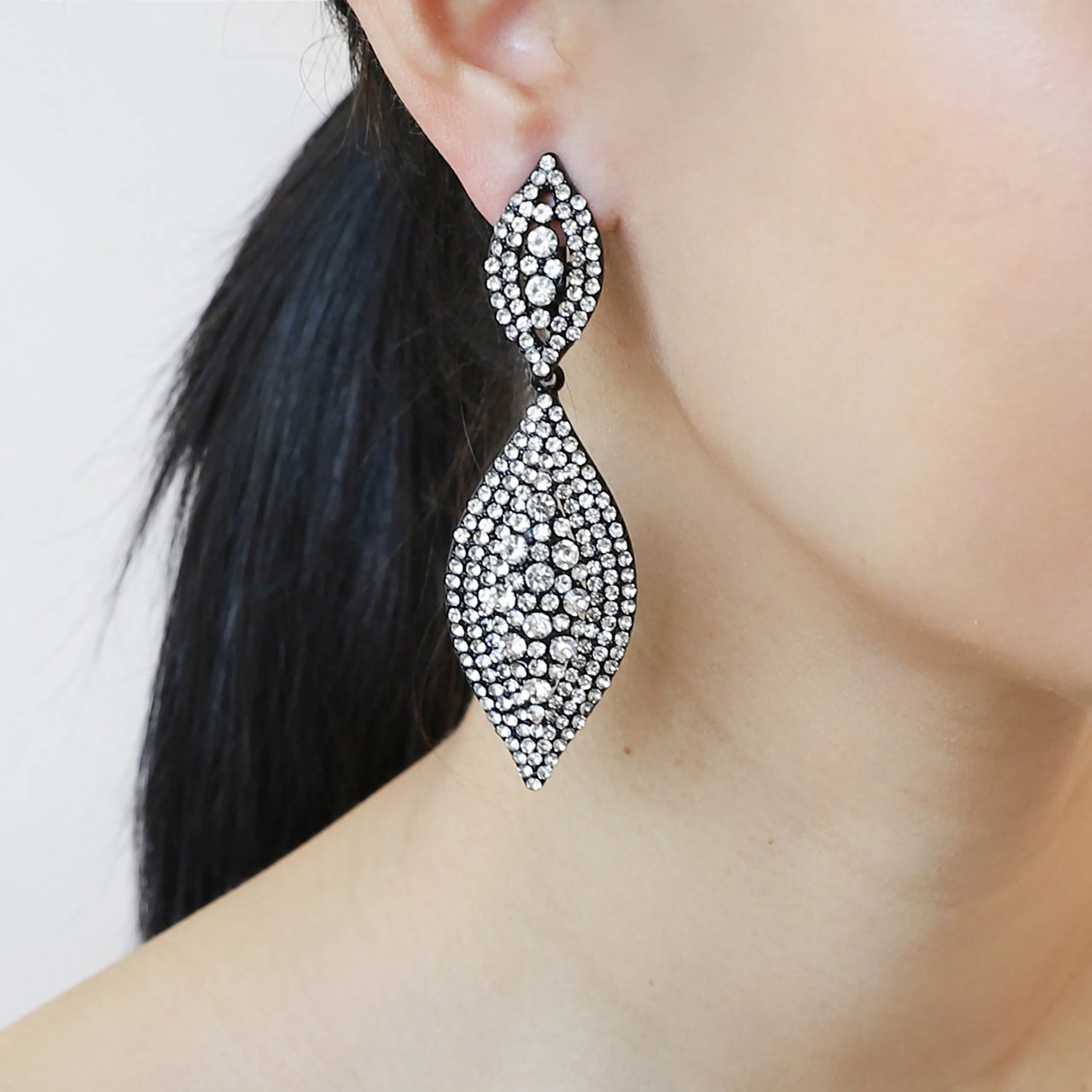 Juliette Teardrop Rhinestone Clip-On Earrings