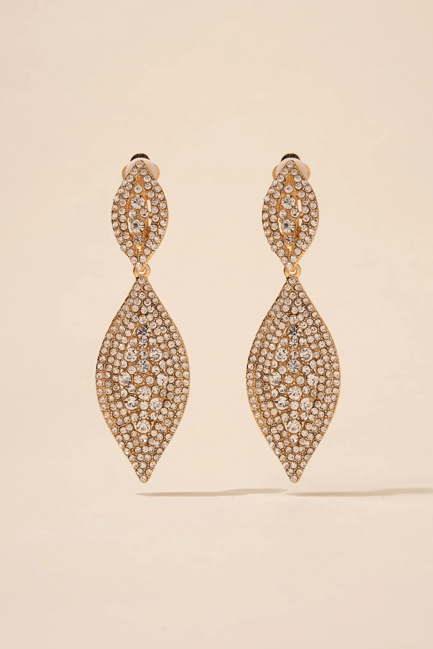 Juliette Teardrop Rhinestone Clip-On Earrings