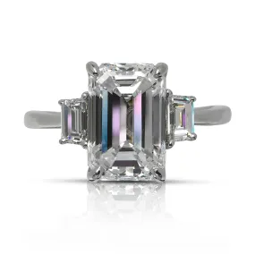 KIMI 3 CARAT EMERALD CUT D COLOR VVS1 CLARITY THREE STONE DIAMOND ENGAGEMENT RING PLATINUM  GIA CERTIFIED 3 CT D VVS1 BY MIKE NEKTA