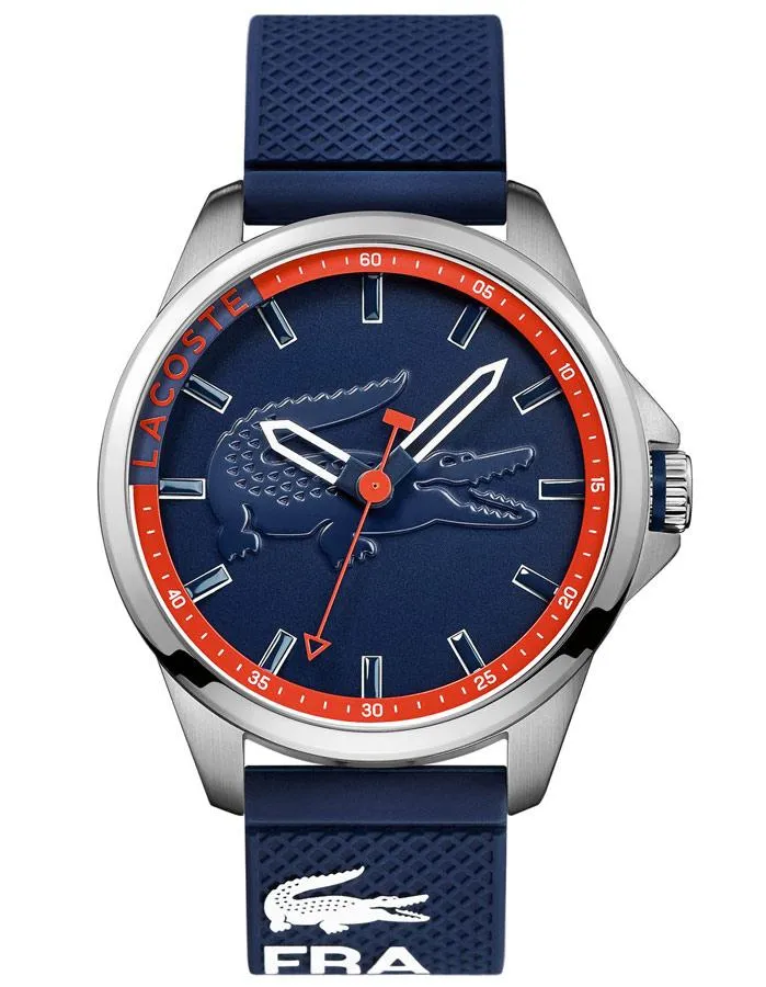 Lacoste Capbreton Mens Watch - Blue Dial & Strap - Stainless - Red Accents - 50m