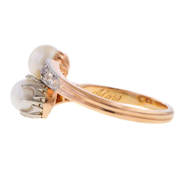 Late Victorian Pearl Toi et Moi Ring