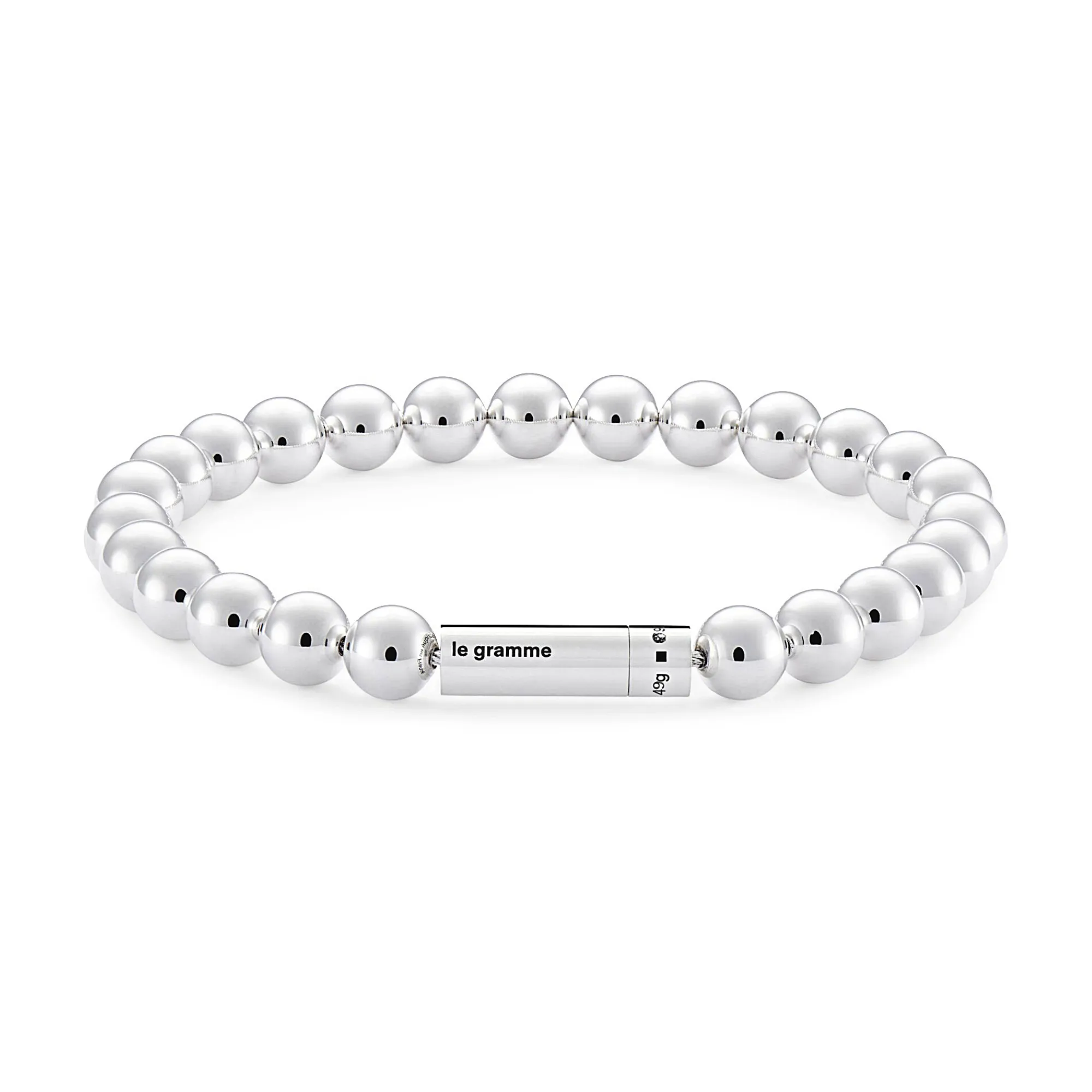 LE GRAMME MEN'S 47G STERLING SILVER POLISHED BEAD BRACELET 8 INCH