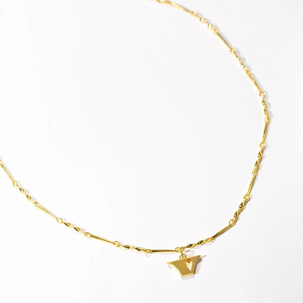 Letter Necklace (V) - Gold