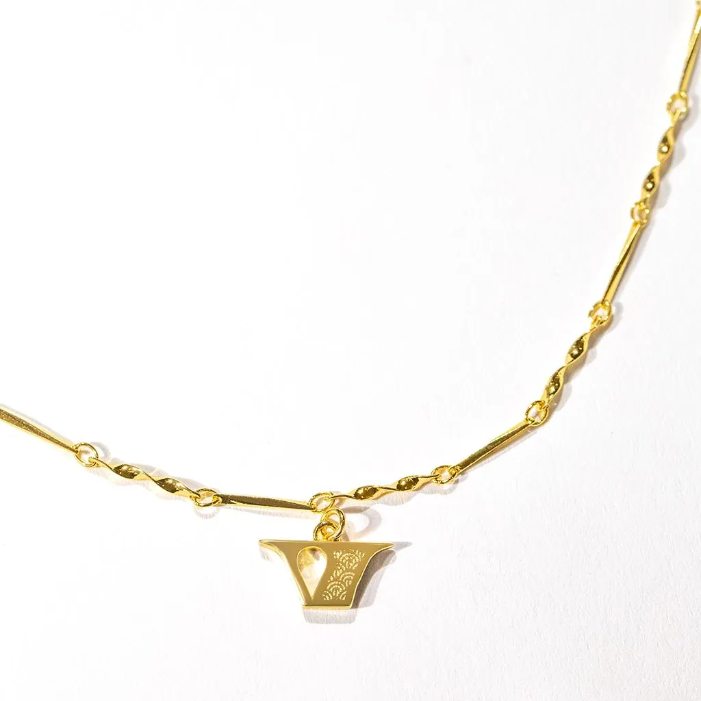 Letter Necklace (V) - Gold