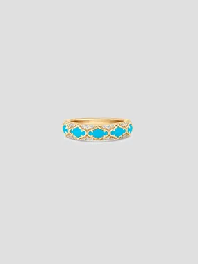 Lucia Yellow Gold Turquoise Thin Ring