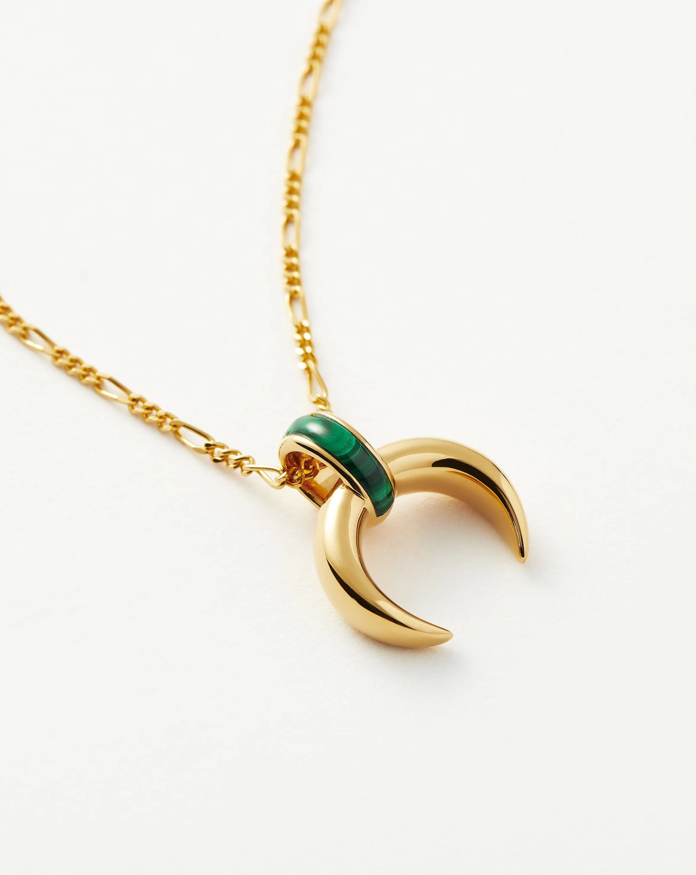 Lucy Williams Malachite Horn Pendant Necklace | 18ct Gold Plated Vermeil/Malachite