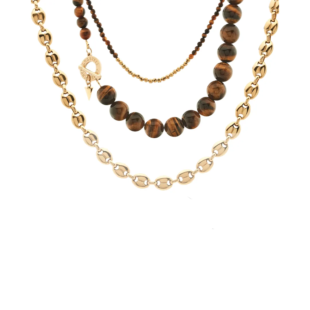 Luna Necklace Set / Tiger's Eye   Gold