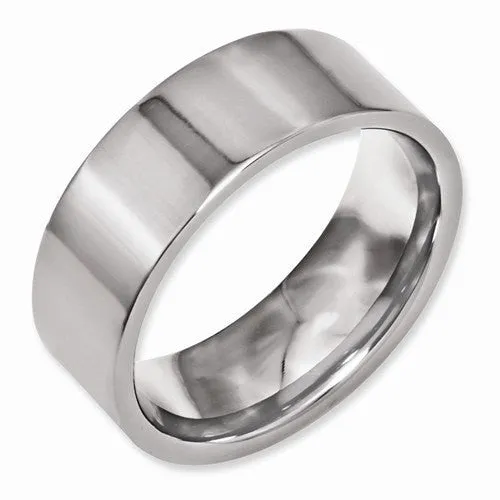 Men's Wedding Band-Titanium Flat 8mm Polished Band-UDINC0385