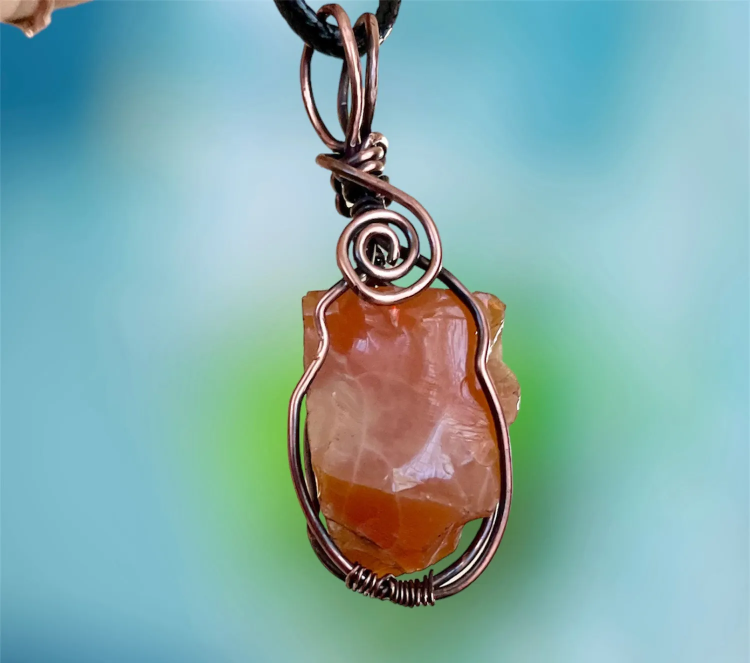 Mexican Fire Opal Wire Wrapped Pendant