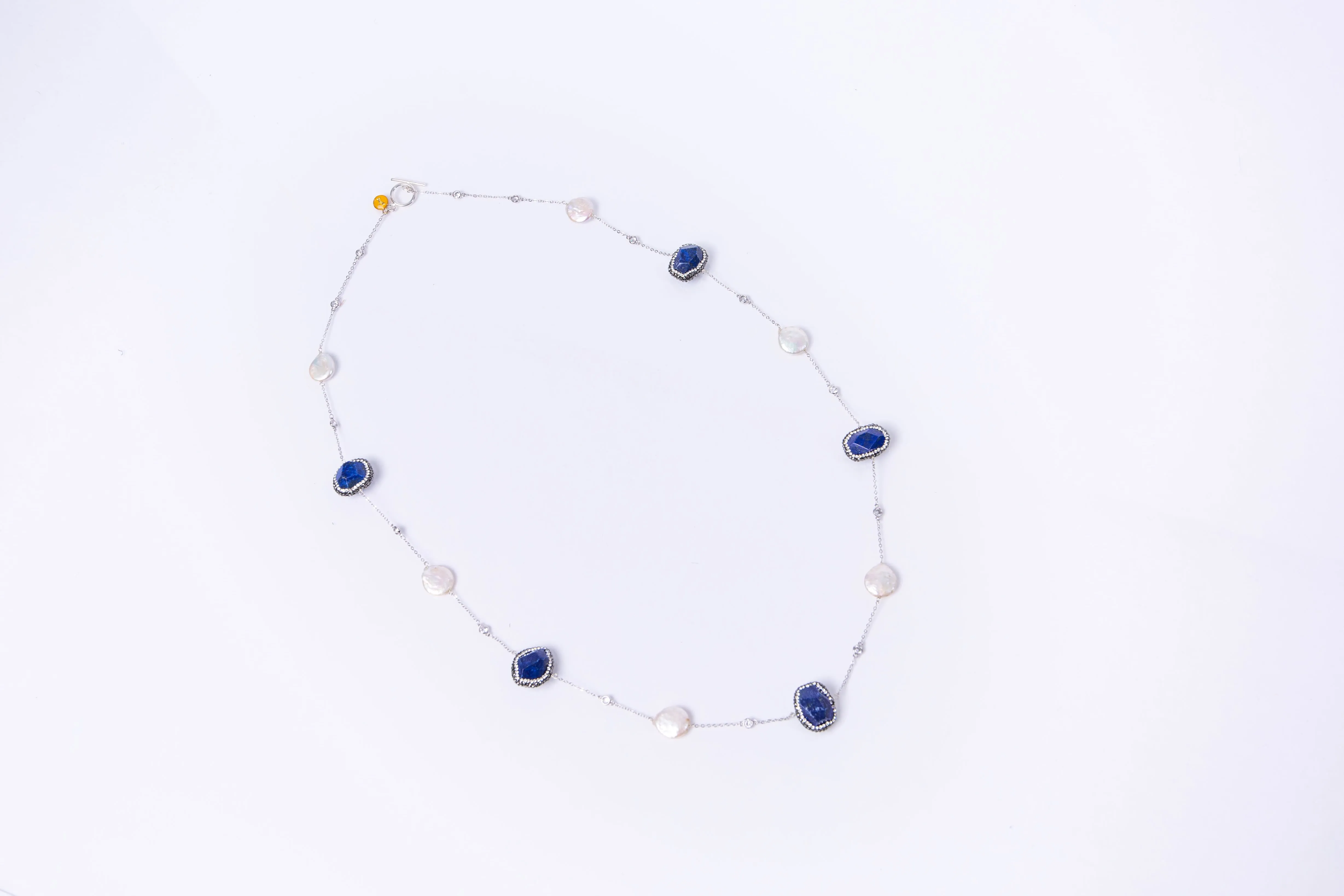 Milly Necklace (Lapis & Flat Pearls)