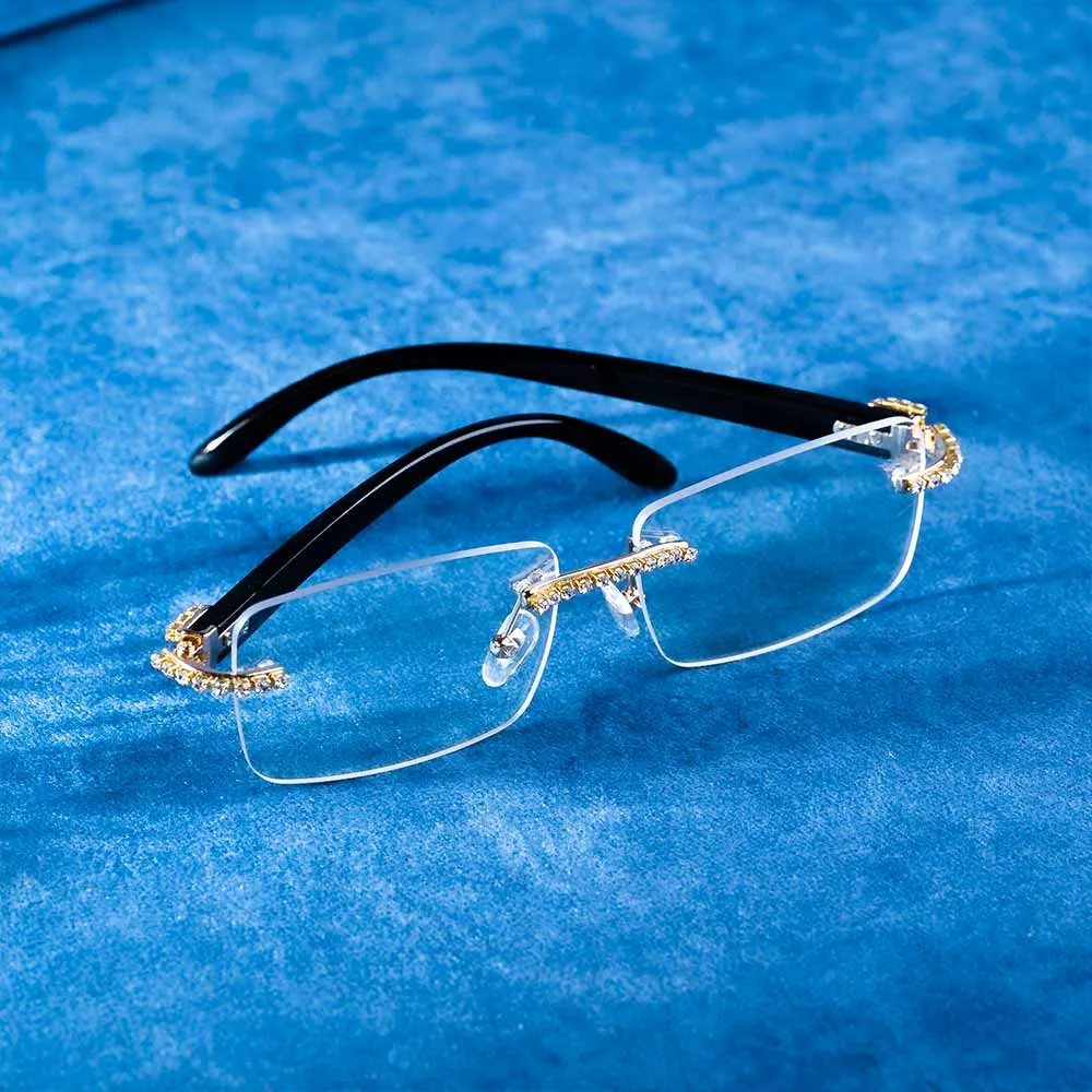 Moissanite Rimless Sunglasses 14K Gold