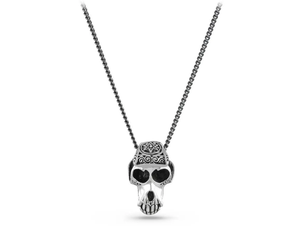 Monkey Skull Necklace - Silver