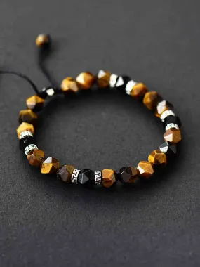 Natural Stone Beaded Bracelet (Caramel/Black)