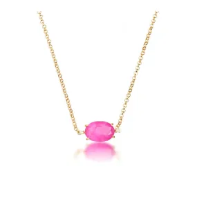 NECKLACE CHOKER OVAL PINK FUSION