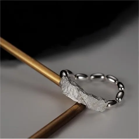 Olive Chain S925 Silver Texture Band Ring