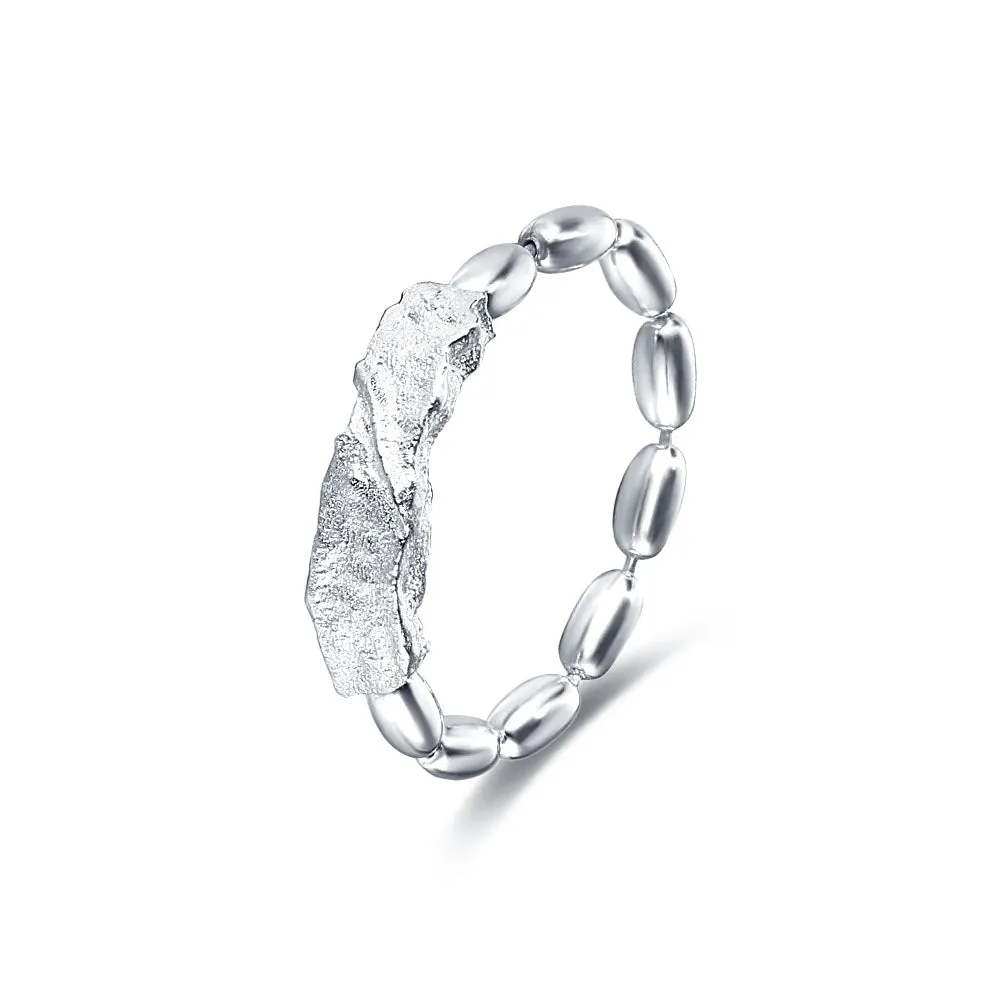 Olive Chain S925 Silver Texture Band Ring