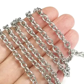 Oval Link Chain, Stainless Steel, 6x4.5mm, 16 Gauge, Lot Size 50 Meters, #1934