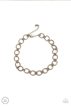 Paparazzi 90s Nostalgia - Brass Choker Necklace