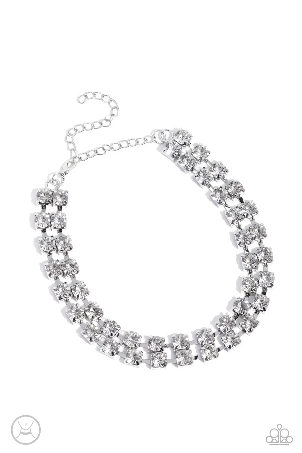 Paparazzi Glistening Gallery White Rhinestone Choker Necklace