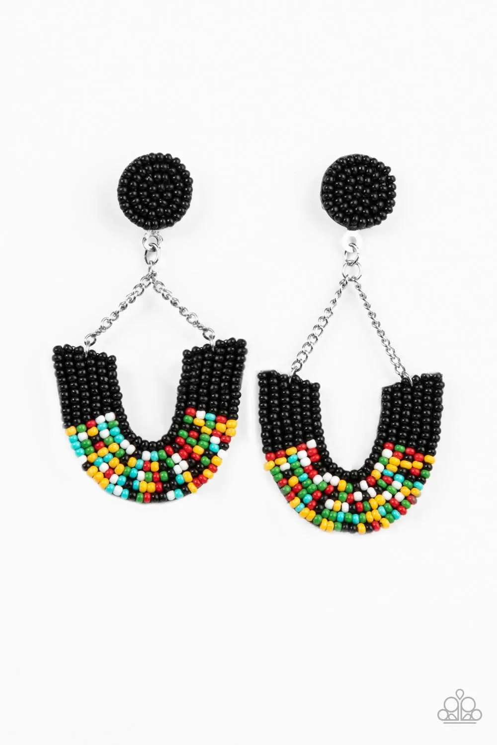 Paparazzi Make it RAINBOW - Black Seed Beads Post Earrings