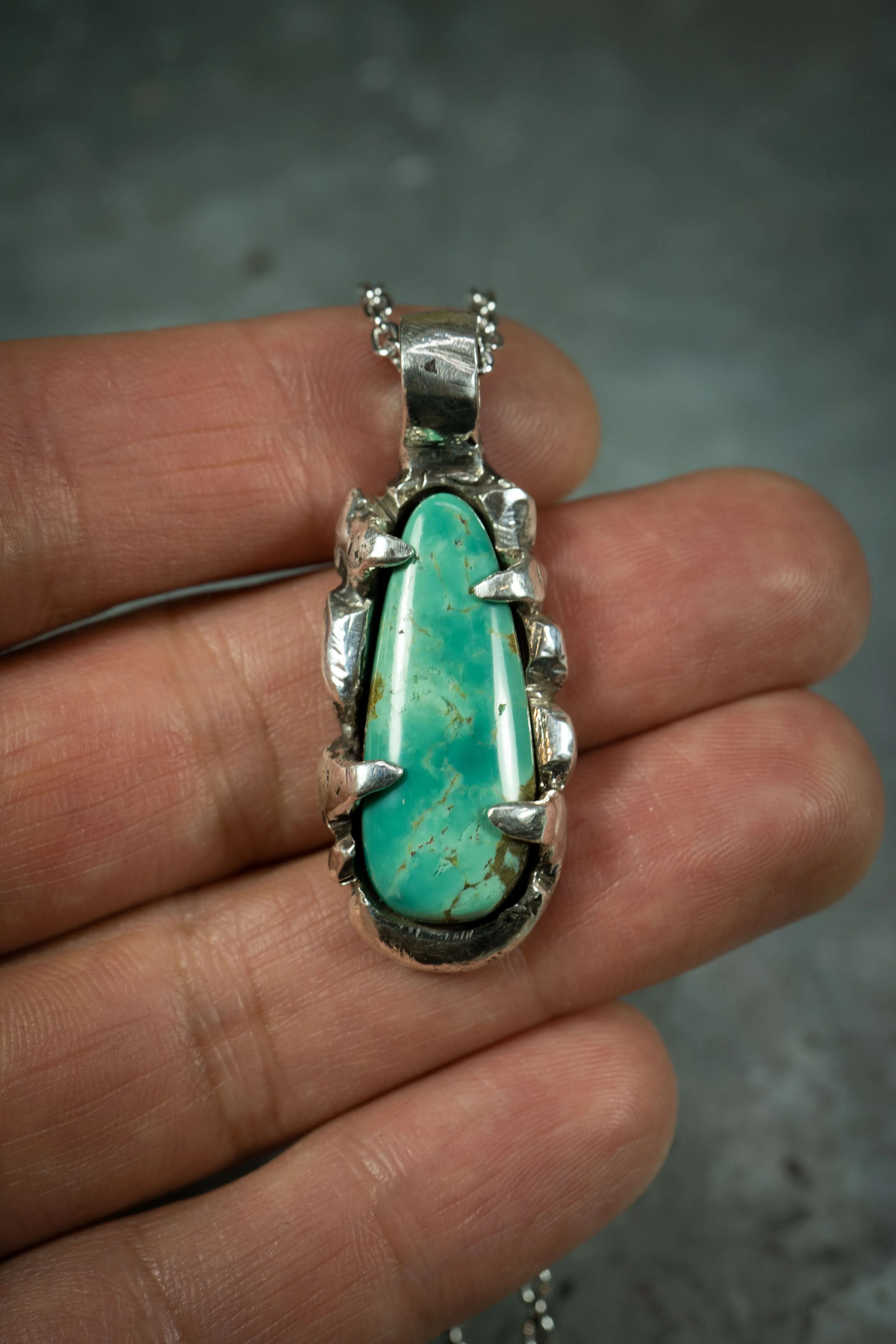 Path of Truth (Tyrone Turquoise, Sterling Silver Pendant)