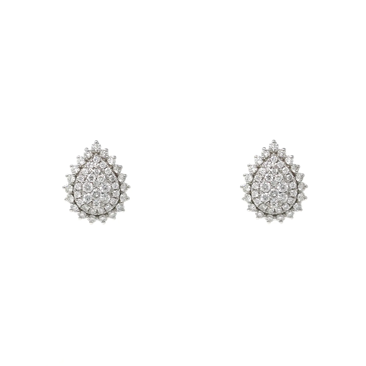 Pear Glacier Diamond Studs in 18K White Gold