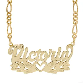 Personalized Double Nameplate Necklace Victoria with Figaro chain