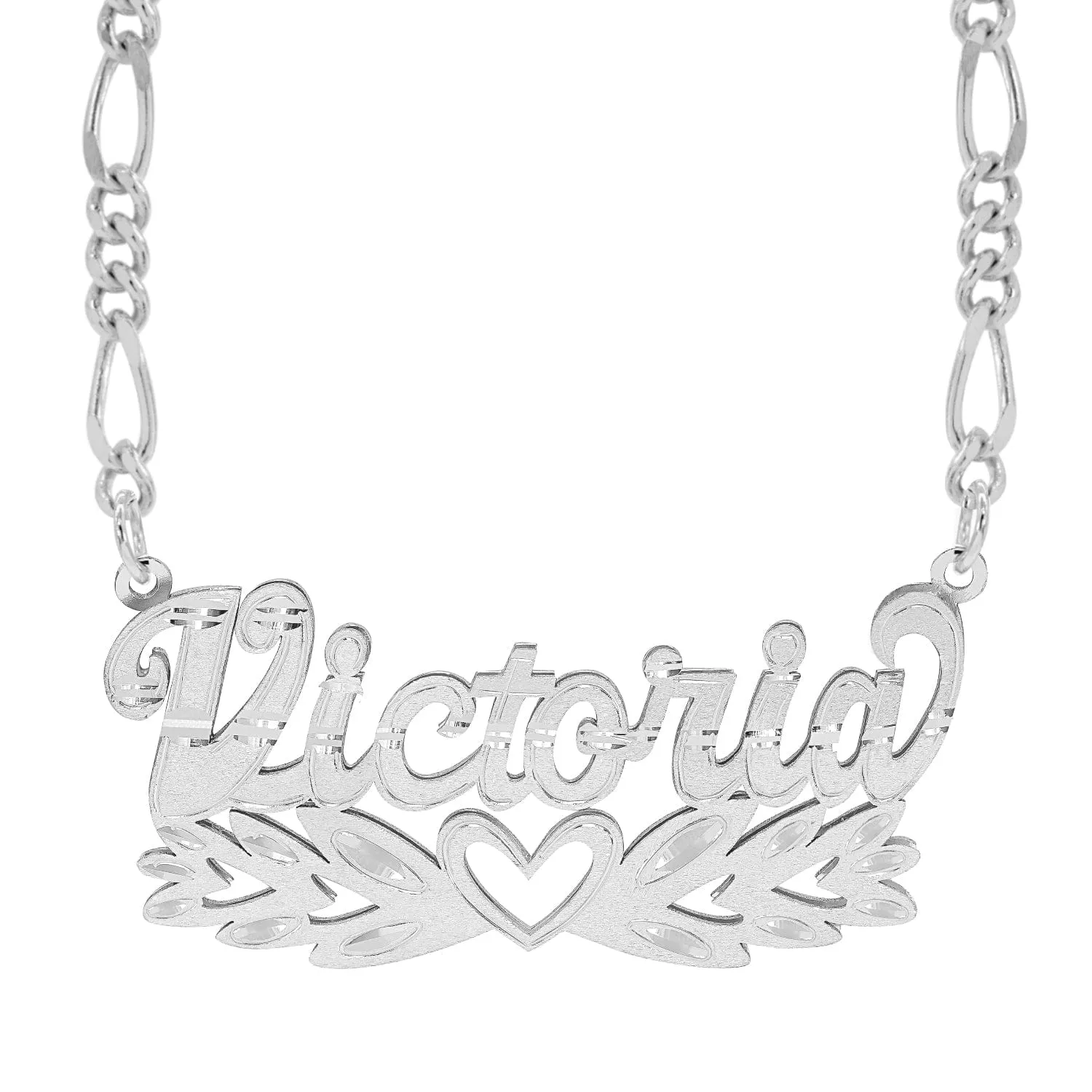 Personalized Double Nameplate Necklace Victoria with Figaro chain