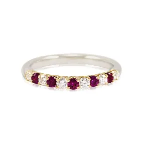 Platinum and Yellow Gold 0.22ctw Diamond and 0.22ctw Ruby Ring