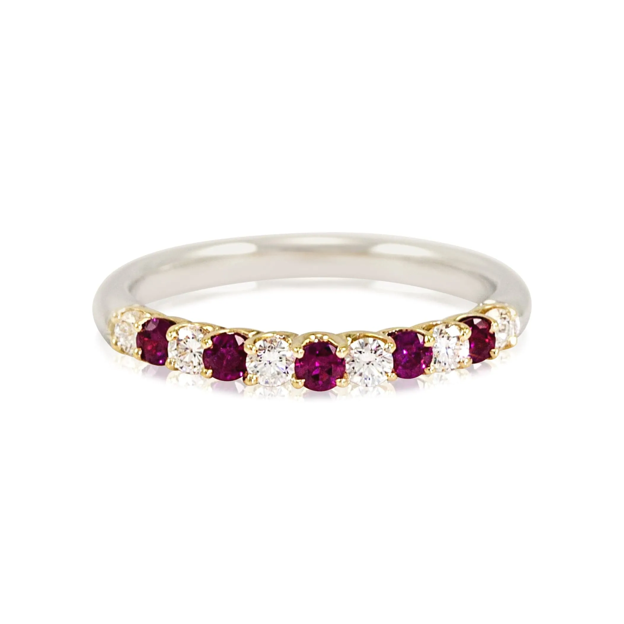 Platinum and Yellow Gold 0.22ctw Diamond and 0.22ctw Ruby Ring