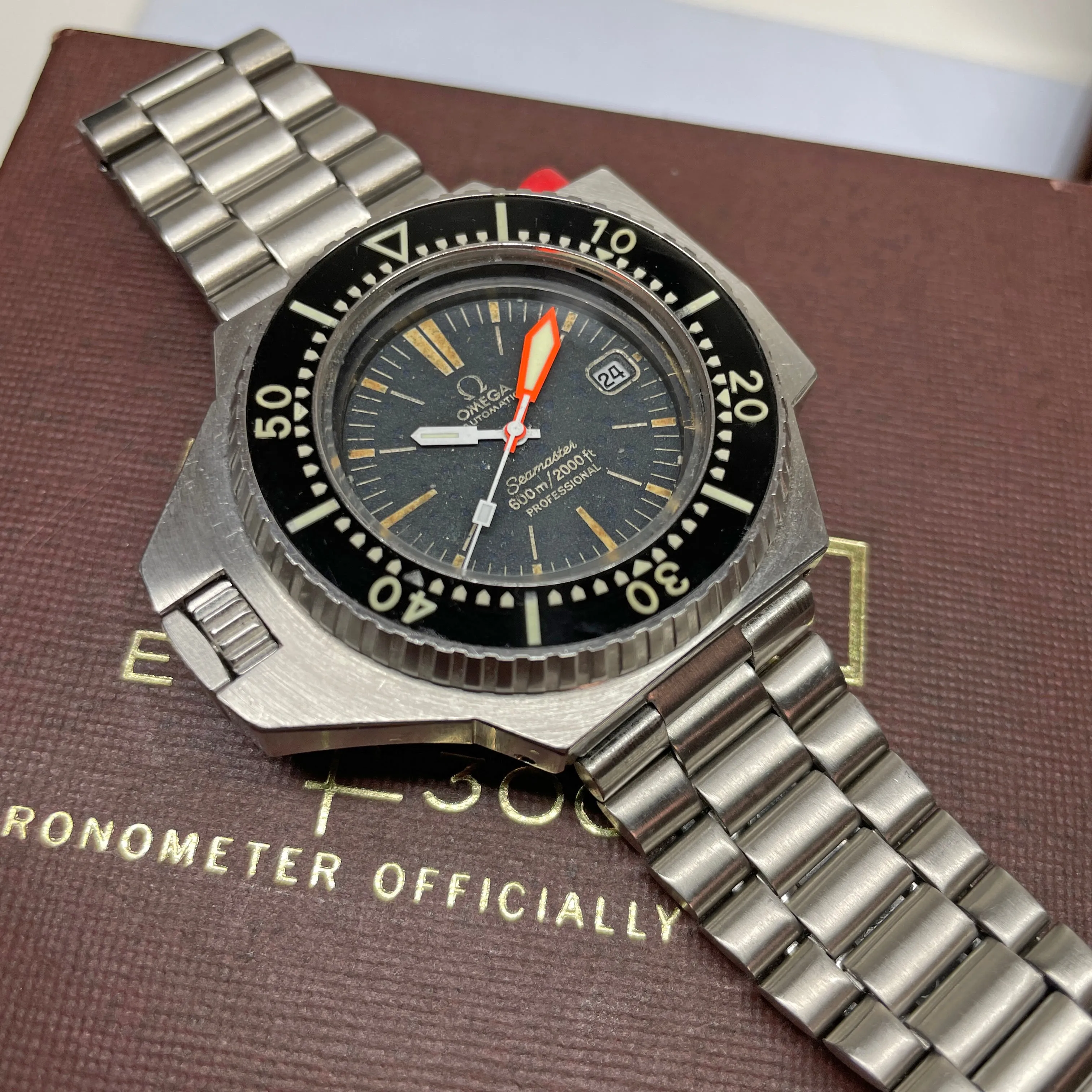 Pre-Owned Vintage 1981 Omega Ploprof 600M Seamaster Chronometer Dive Watch Black Steel 166.0077