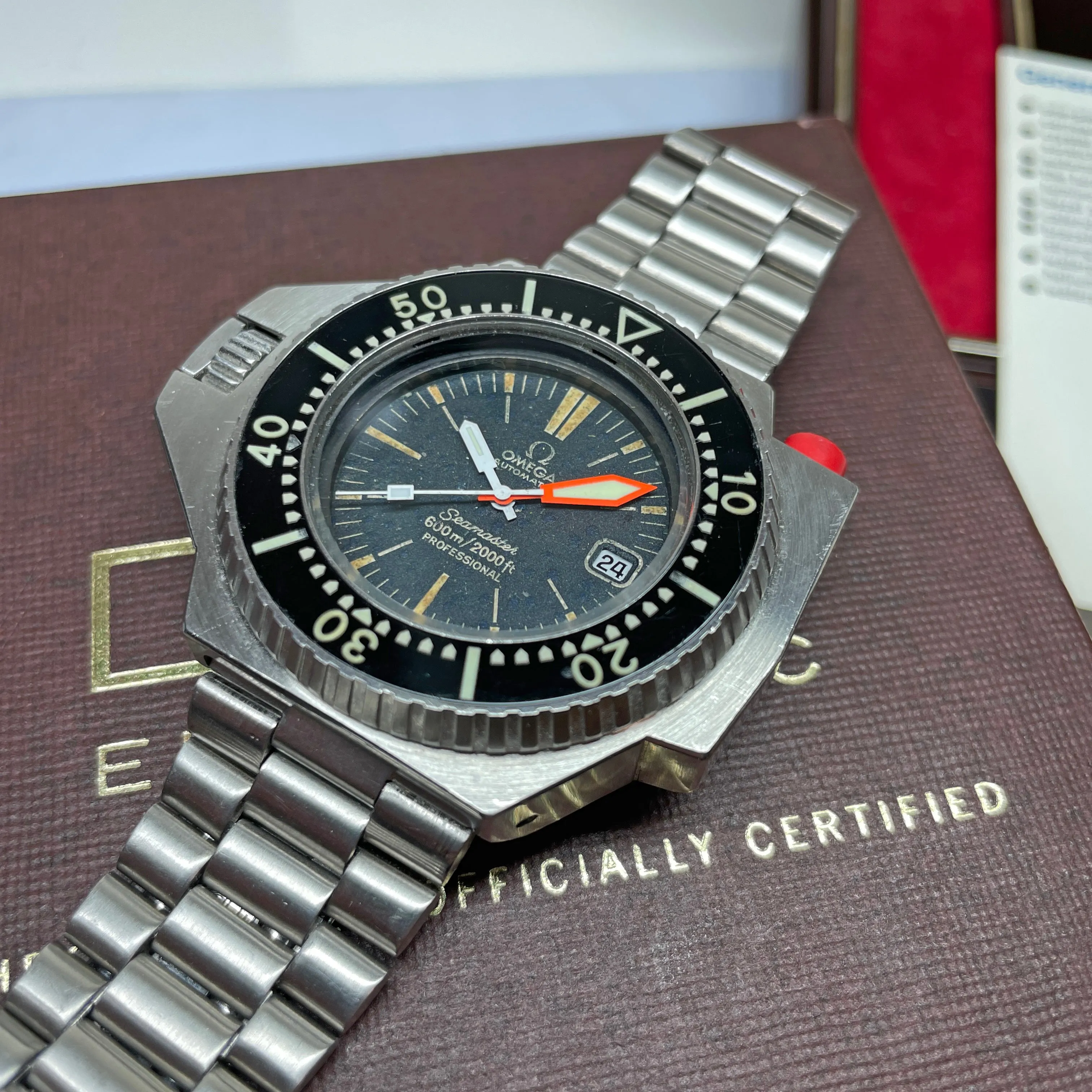 Pre-Owned Vintage 1981 Omega Ploprof 600M Seamaster Chronometer Dive Watch Black Steel 166.0077