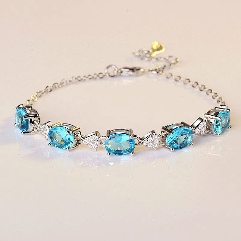 Princess Created Aquamarine Blue Topaz Bracelet