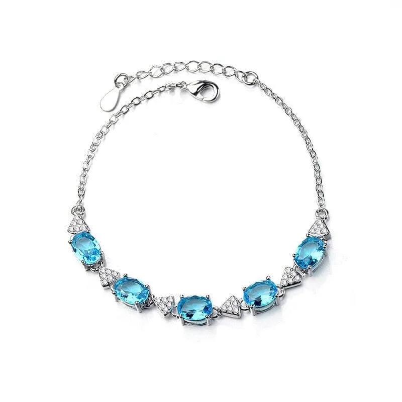 Princess Created Aquamarine Blue Topaz Bracelet