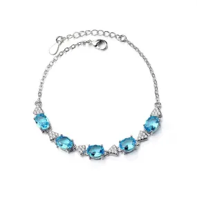 Princess Created Aquamarine Blue Topaz Bracelet