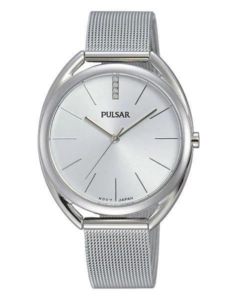 Pulsar Womens Easy Style - Stainless - Mesh Bracelet - 4 Swarovski Crystals