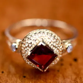 Regina 14k Gold, Garnet and Diamond Ring