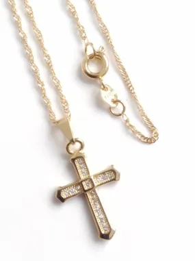 Rhinestone Cross Necklace Gold Plated Chain Gold Crucifix Pendant Cross jewelry christian jewelry christian Catholic Gifts, Jesus Necklace