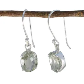 Riyo Decorative 925 Sterling Silver Earring For Women Green Amethyst Earring Bezel Setting Green Earring Dangle Earring