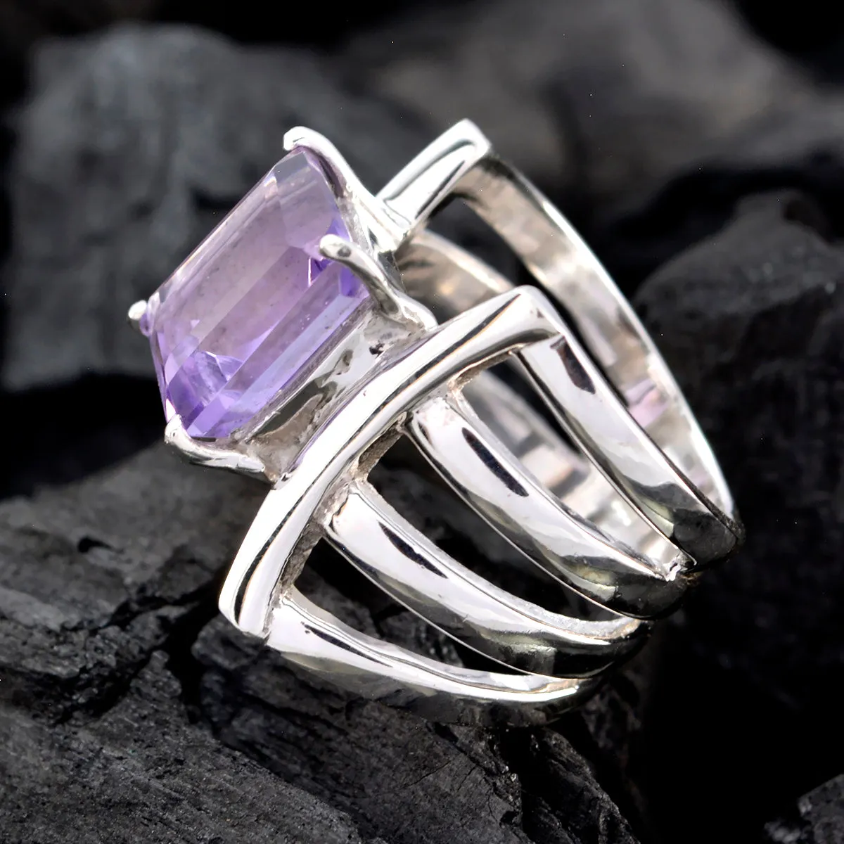 Riyo Fine-Looking Stone Amethyst 925 Silver Rings Celtic Jewelry