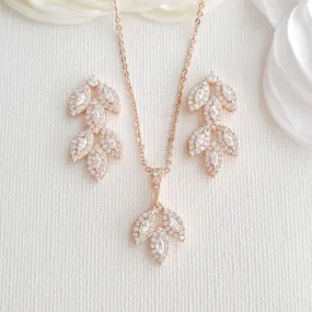 Rose Gold Bridal Jewelry Set-Abby