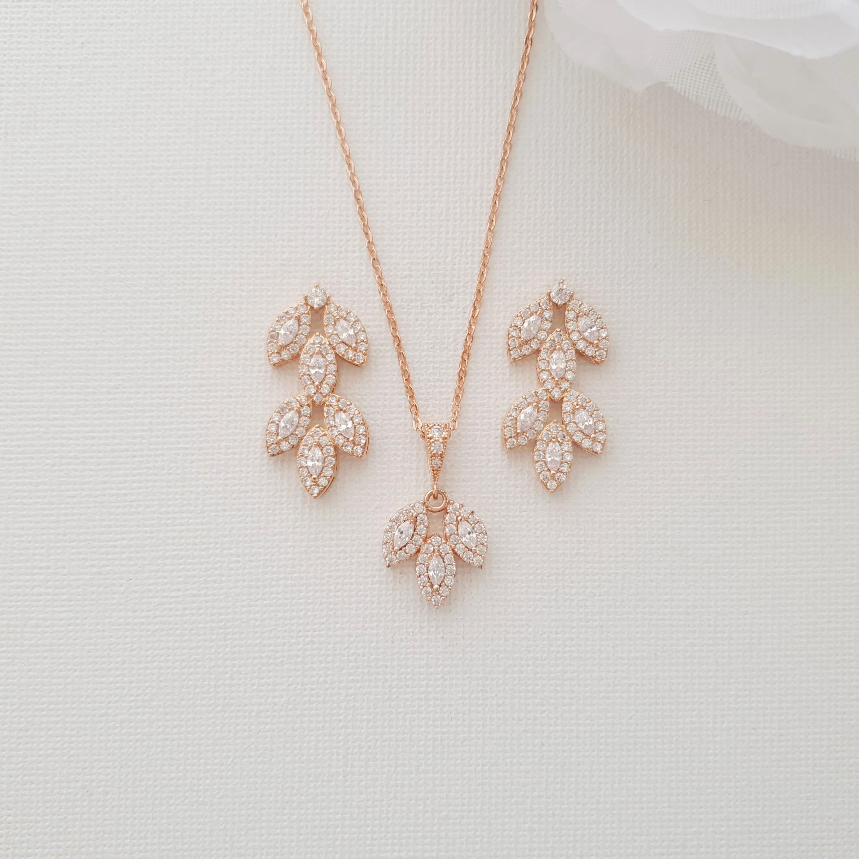 Rose Gold Bridal Jewelry Set-Abby