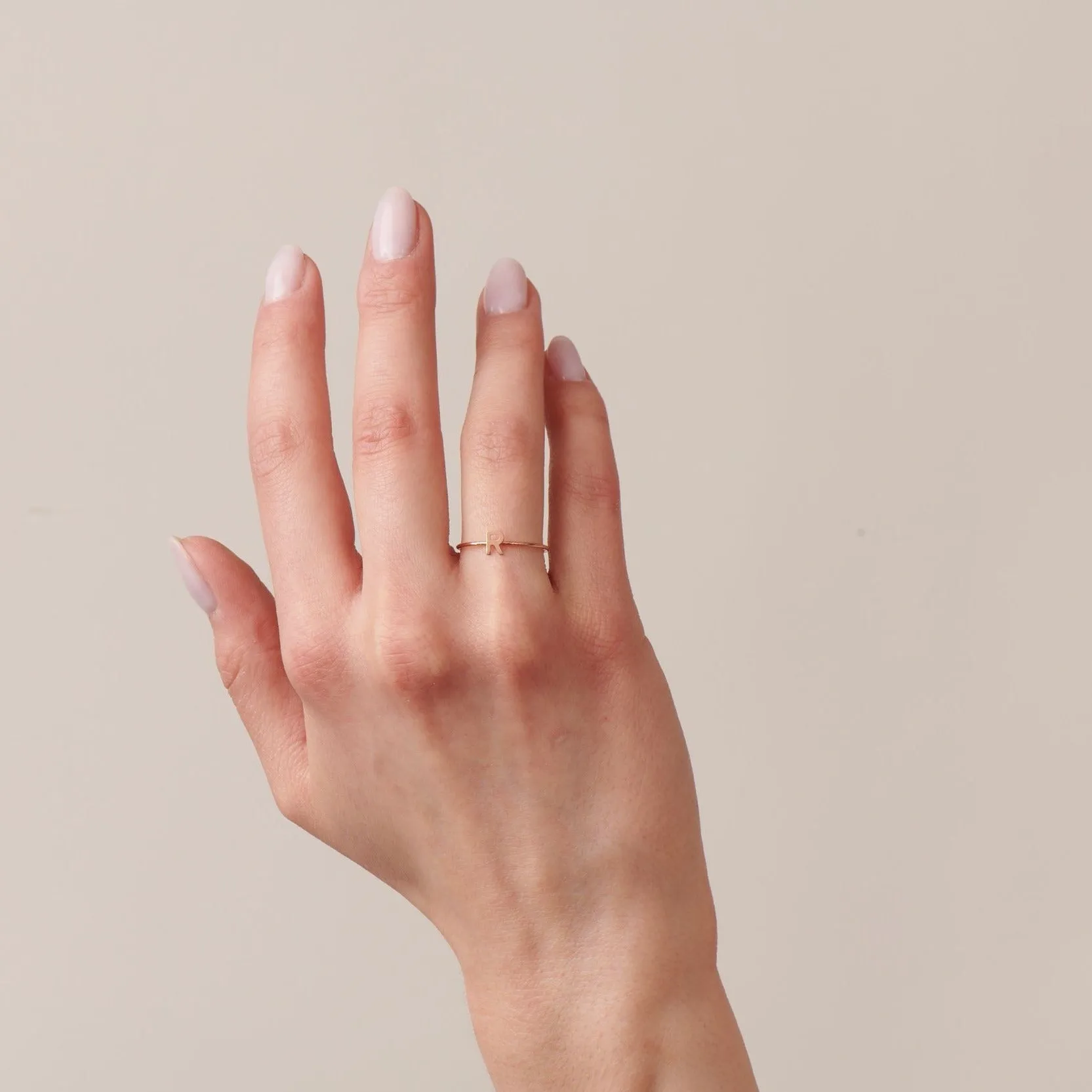 Rose Gold Single Initial Ring