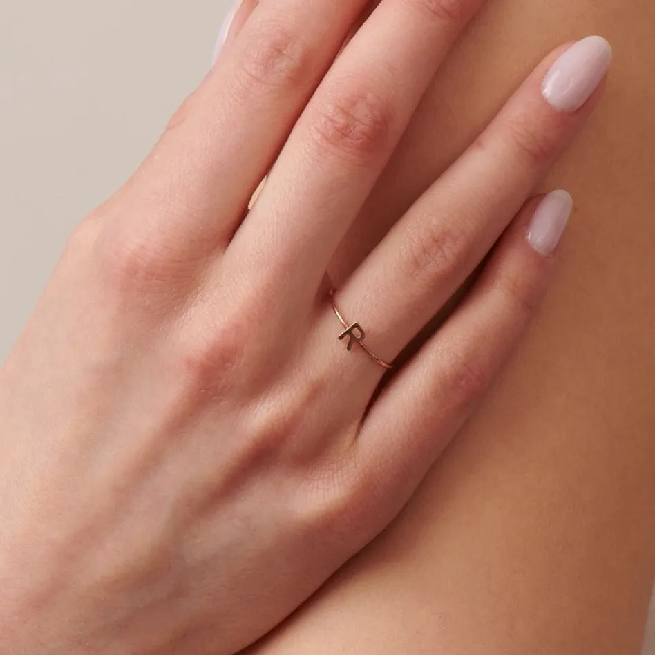 Rose Gold Single Initial Ring