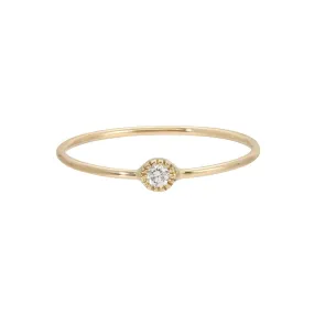 Round Diamond Moon Drop Ring