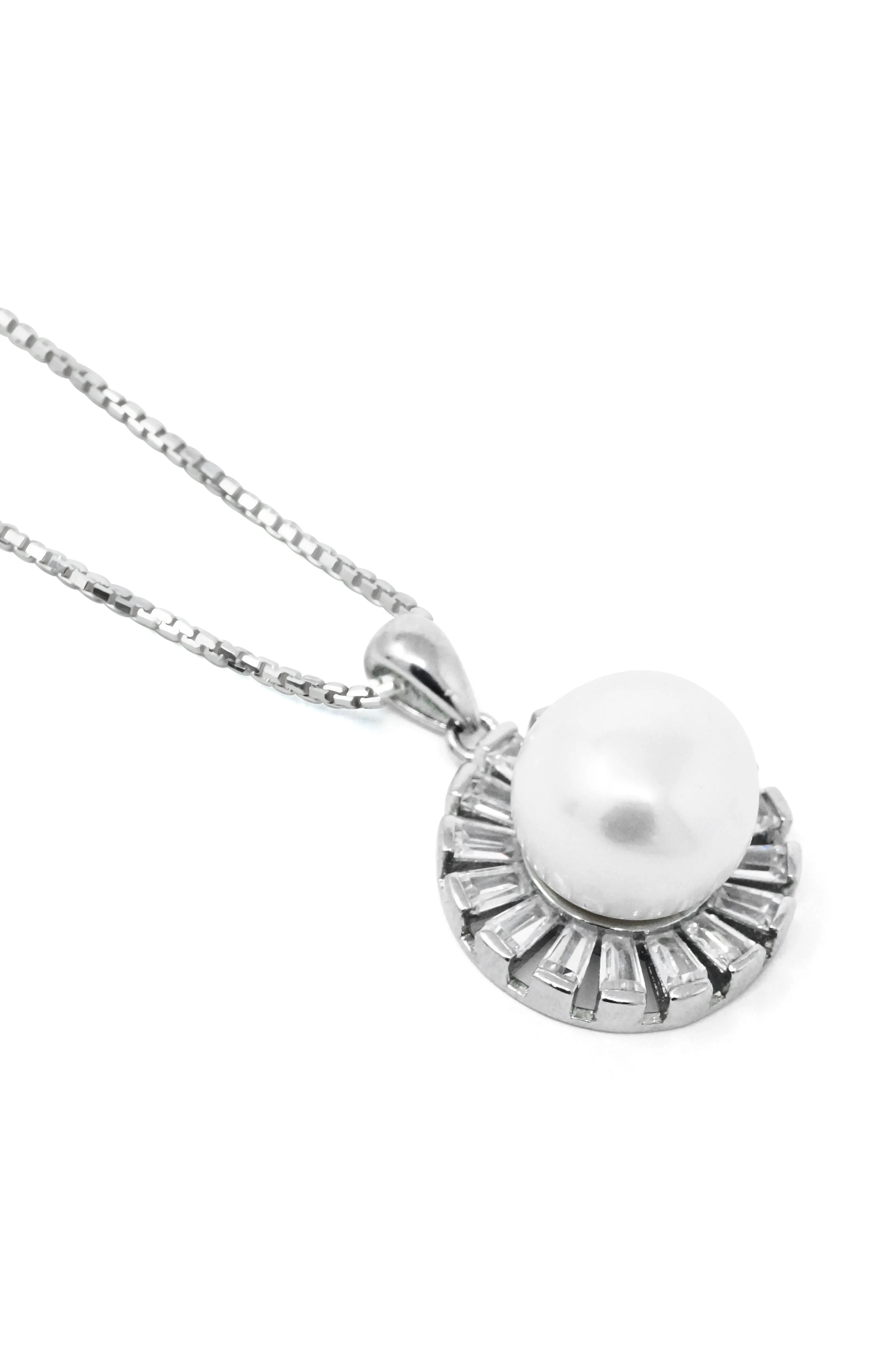 Royal Pearl Baguette Sterling Silver Pendant