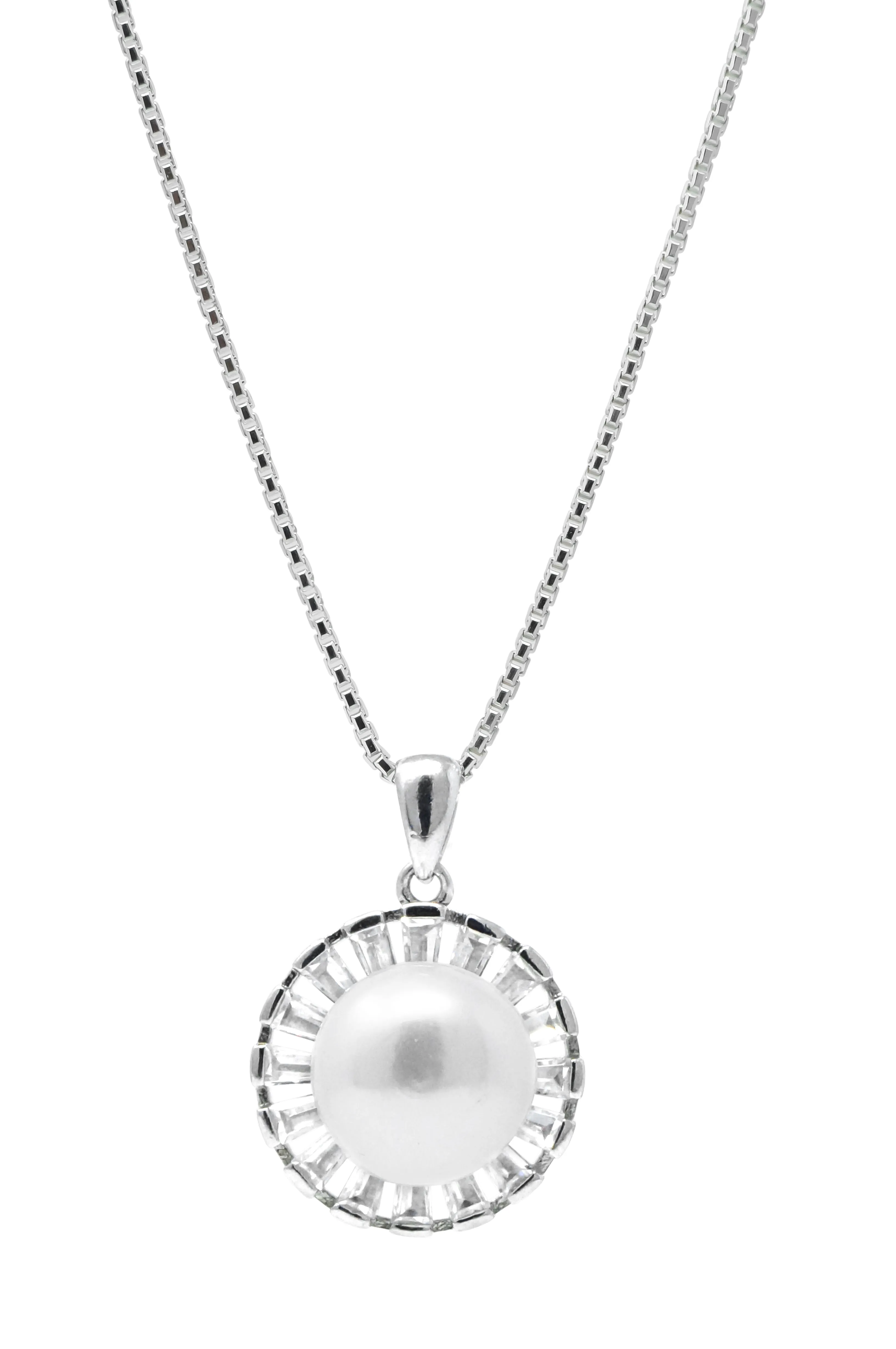 Royal Pearl Baguette Sterling Silver Pendant