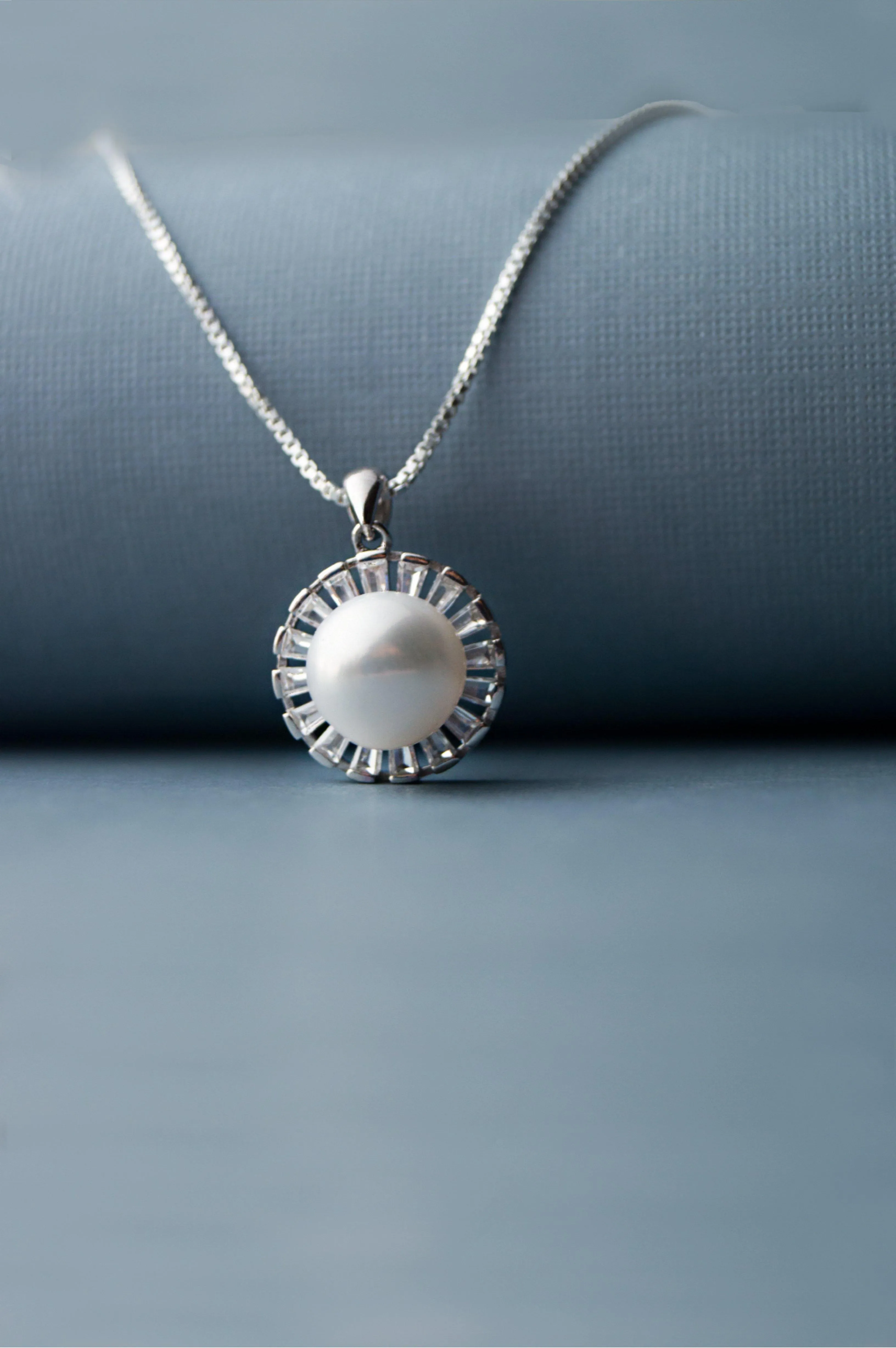 Royal Pearl Baguette Sterling Silver Pendant