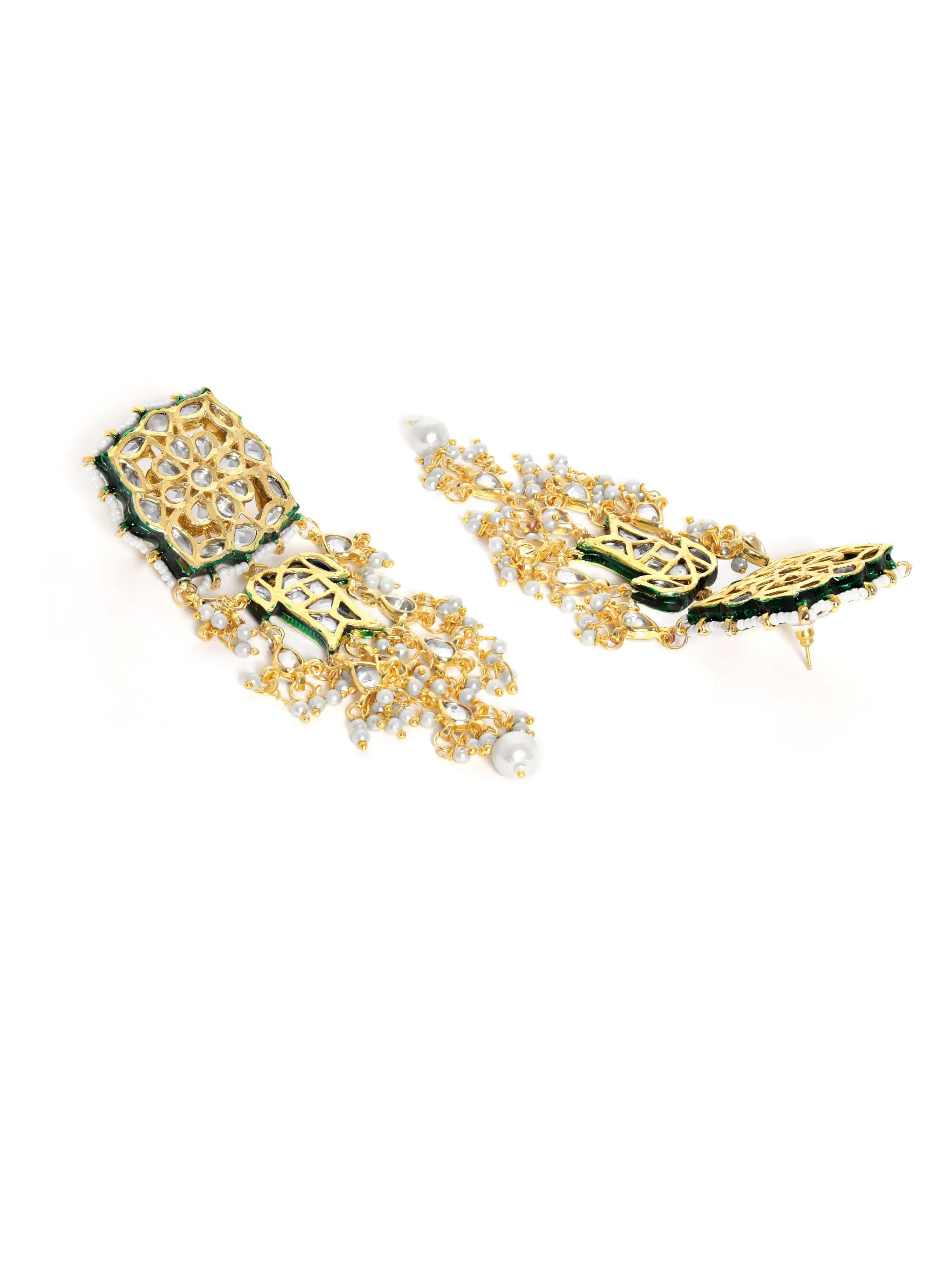 Rubans Gold Plated Kundan Choker Set With White Beads