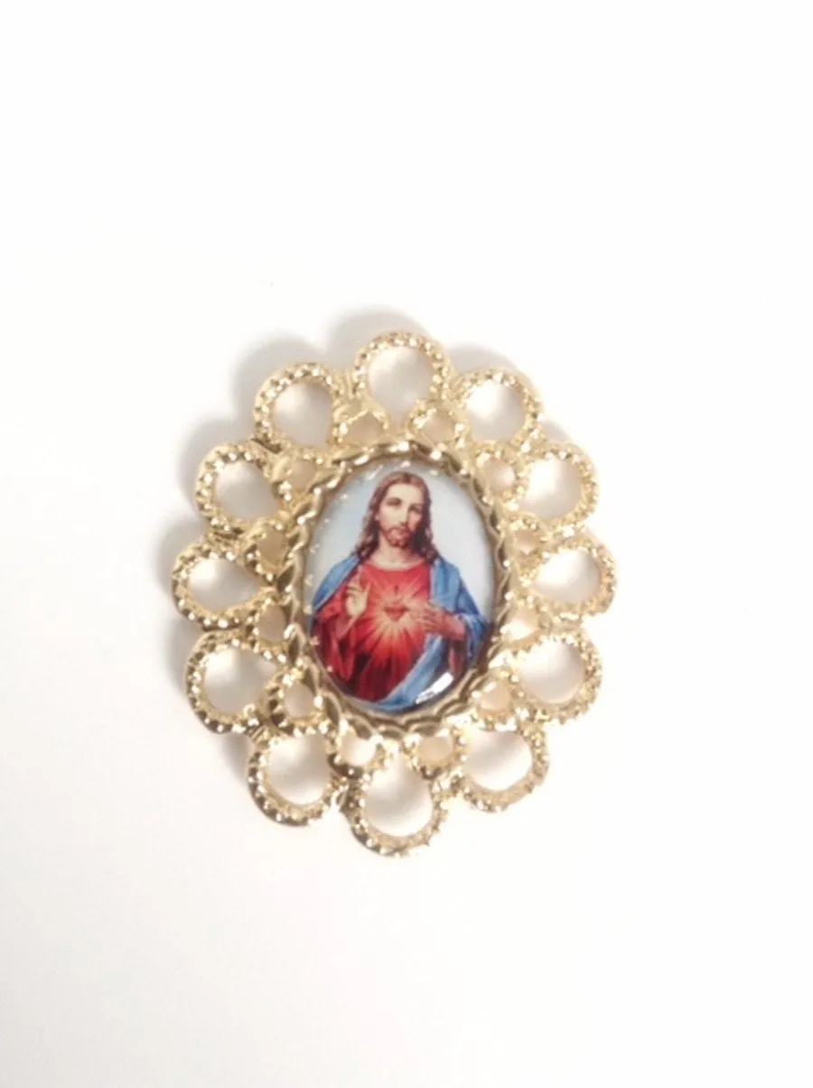 Sagrado Corazon de Jesus Pendant Necklace Sacred Heart of Jesus Medal Gold Oval Jesus charm Cristian Jewelry Catholic gifts Religious Medals